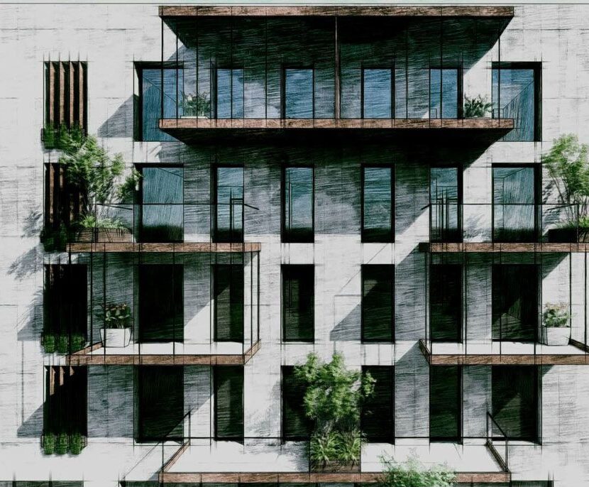 Façade with planted balconies