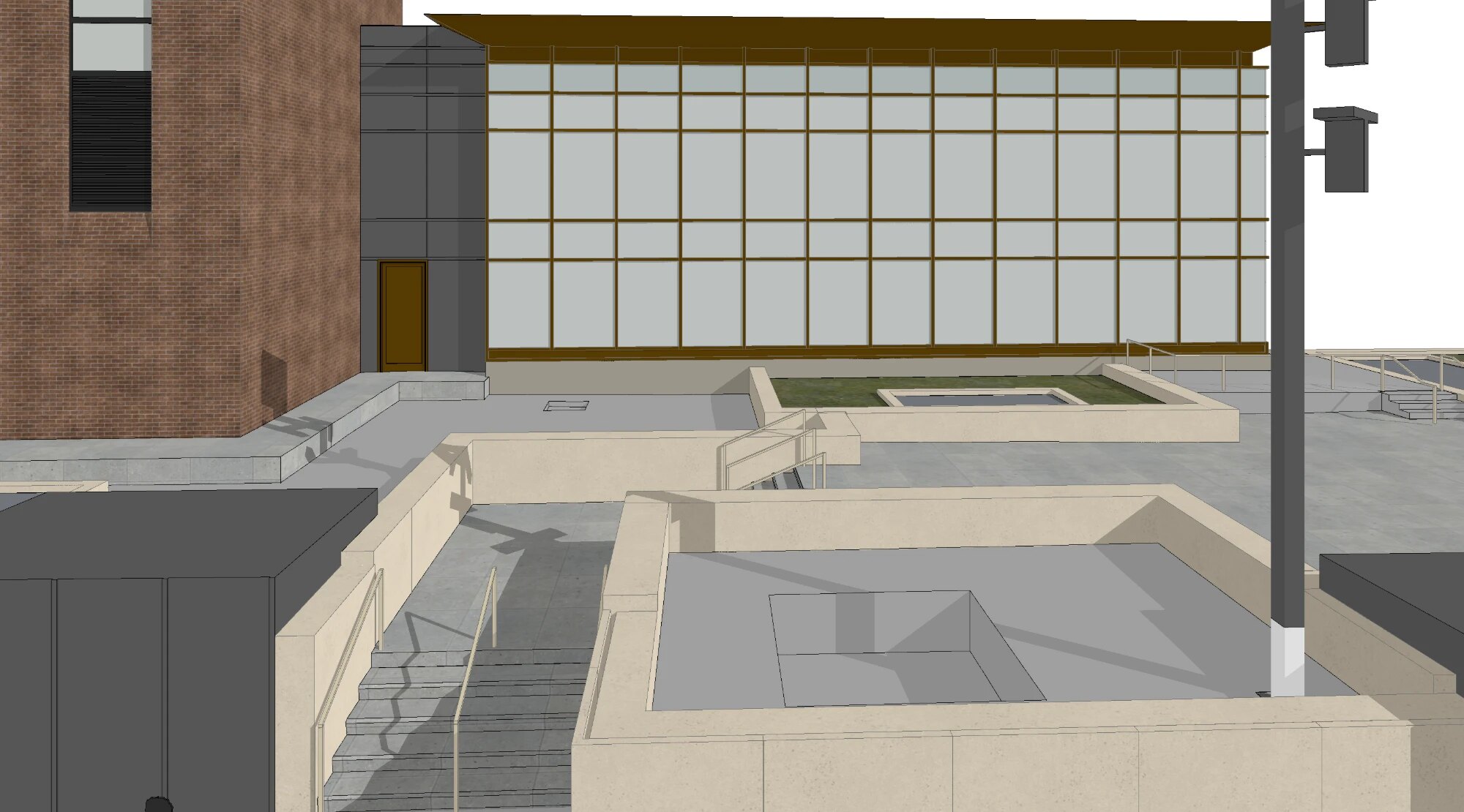 Archicad model of the plaza, same view