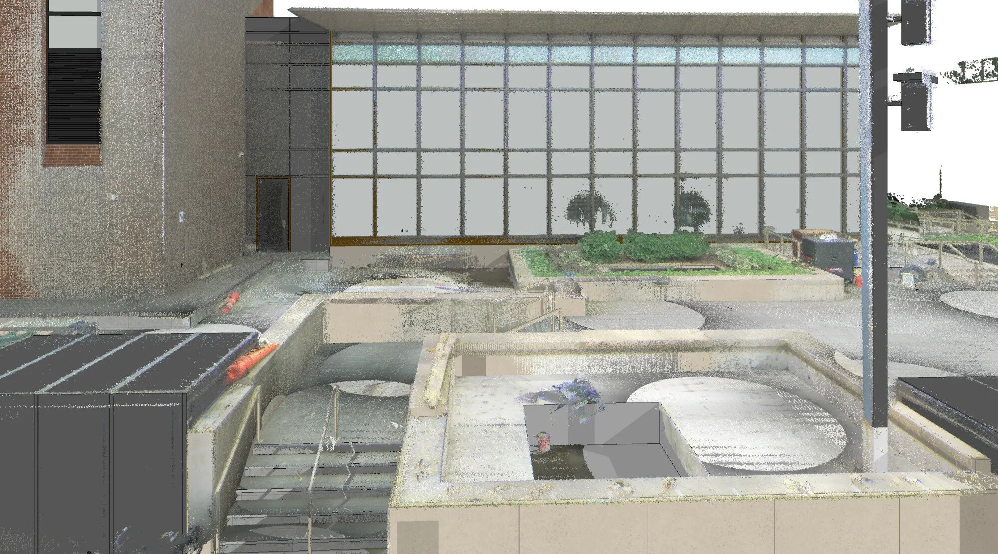 Laser-scan point cloud over the Archicad model