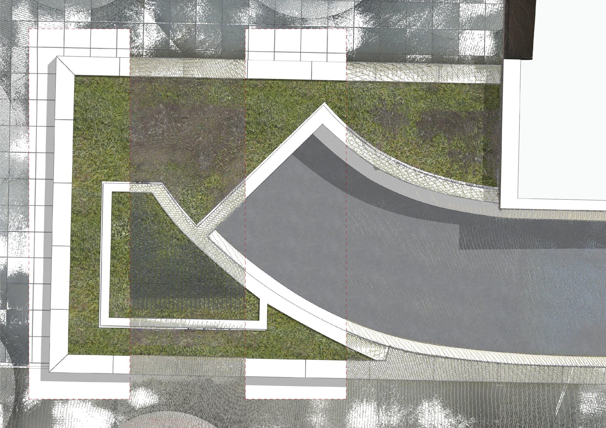 Top view — model over point cloud