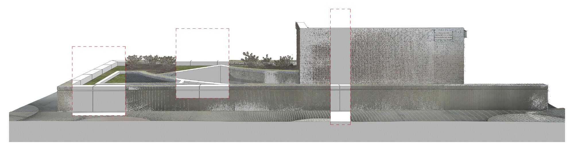 Scan elevations with work areas marked